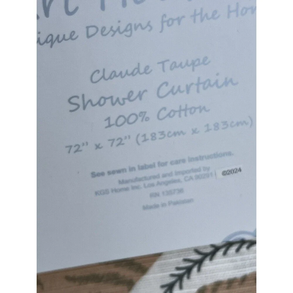 Art House Claude Taupe Fabric Shower Curtain Multicolor Cottage Beige New